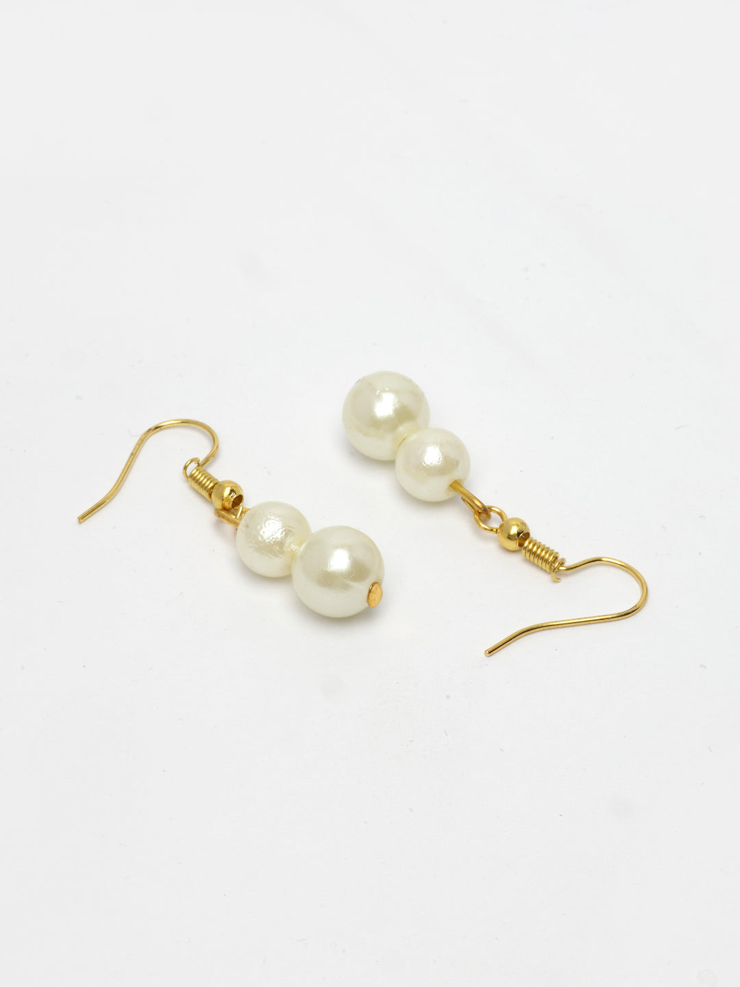 NVR Women's Gold-Polished White Pearl-Beaded Handcrafted Jewellery Set - Distacart