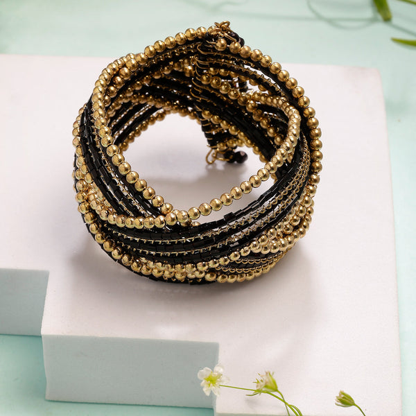 NVR Women's Rhodium-Plated Artificial Beads Western Cuff Bracelet - Distacart