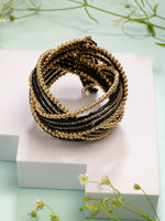 Thumbnail for NVR Women's Rhodium-Plated Artificial Beads Western Cuff Bracelet - Distacart