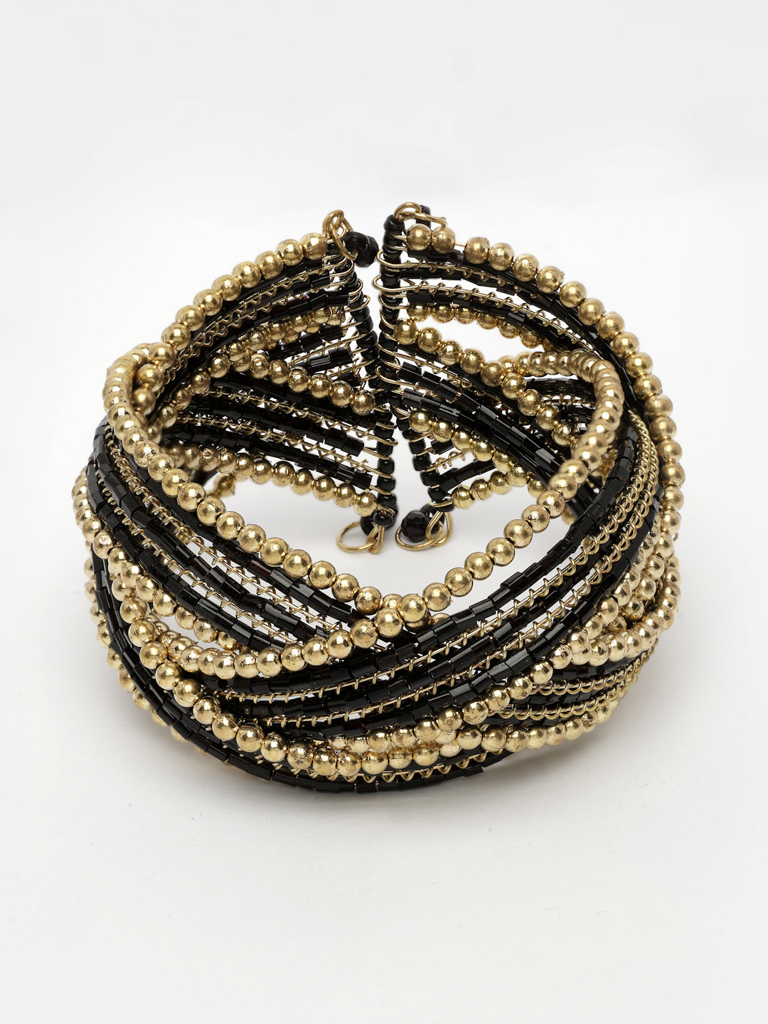 NVR Women's Rhodium-Plated Artificial Beads Western Cuff Bracelet - Distacart