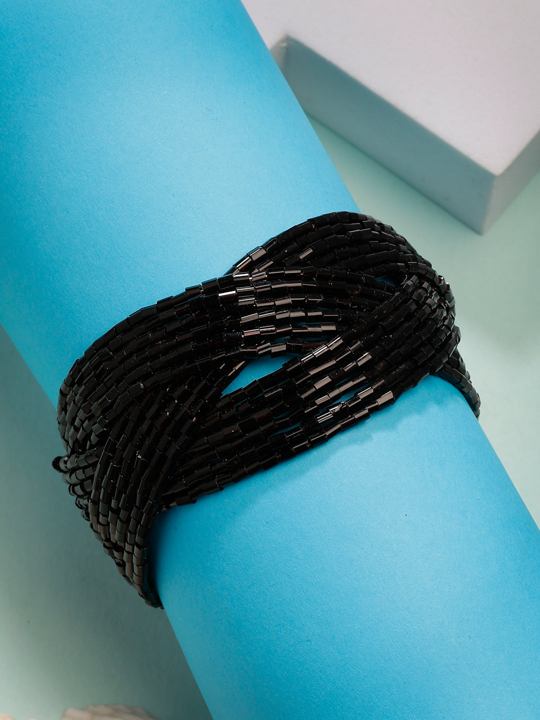 NVR Women's Black Artificial Beads Western Cuff Bracelet - Distacart