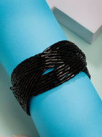 Thumbnail for NVR Women's Black Artificial Beads Western Cuff Bracelet - Distacart