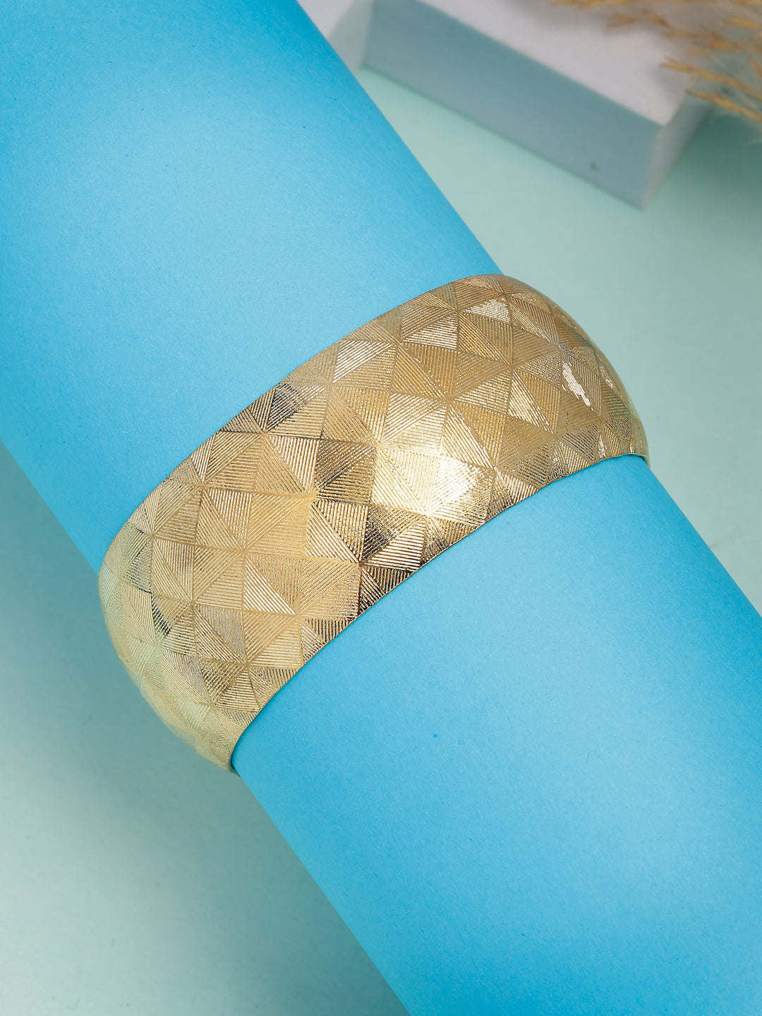 NVR Women's Gold-Polished Self-design Cuff Bracelet - Distacart