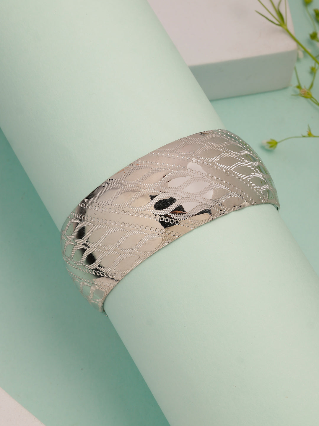 NVR Women's Silver-Plated Self-design Cuff Bracelet - Distacart