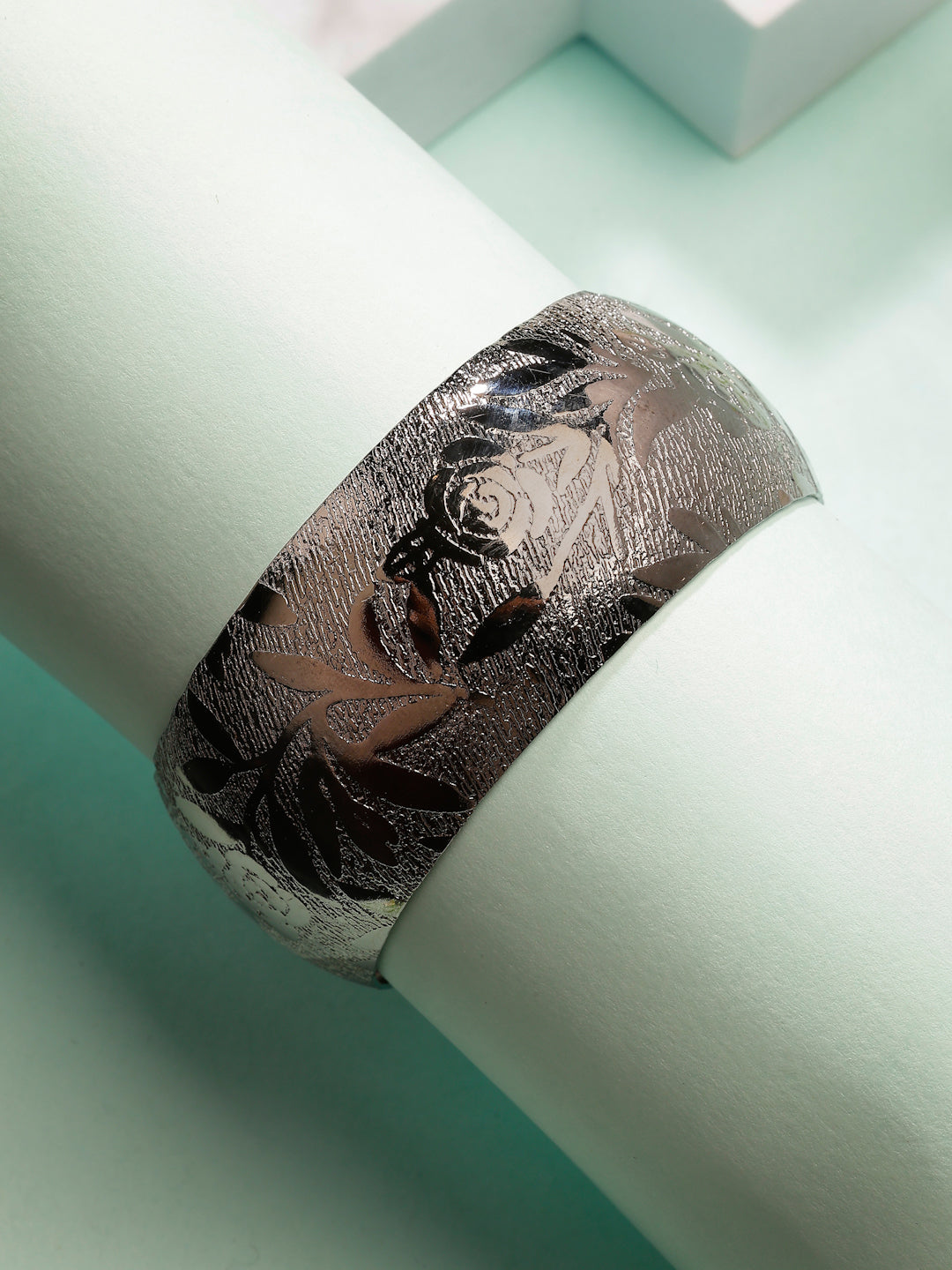 NVR Women's Rhodium-Plated Self-design Cuff Bracelet - Distacart