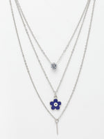 Thumbnail for NVR Women's Silver-Toned Artificial Stones Floral Layered Chain - Distacart