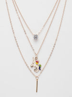 Thumbnail for NVR Women's Rose Gold-Polished Artificial Stones Unicorn Layered Chain - Distacart