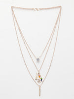 Thumbnail for NVR Women's Rose Gold-Polished Artificial Stones Unicorn Layered Chain - Distacart