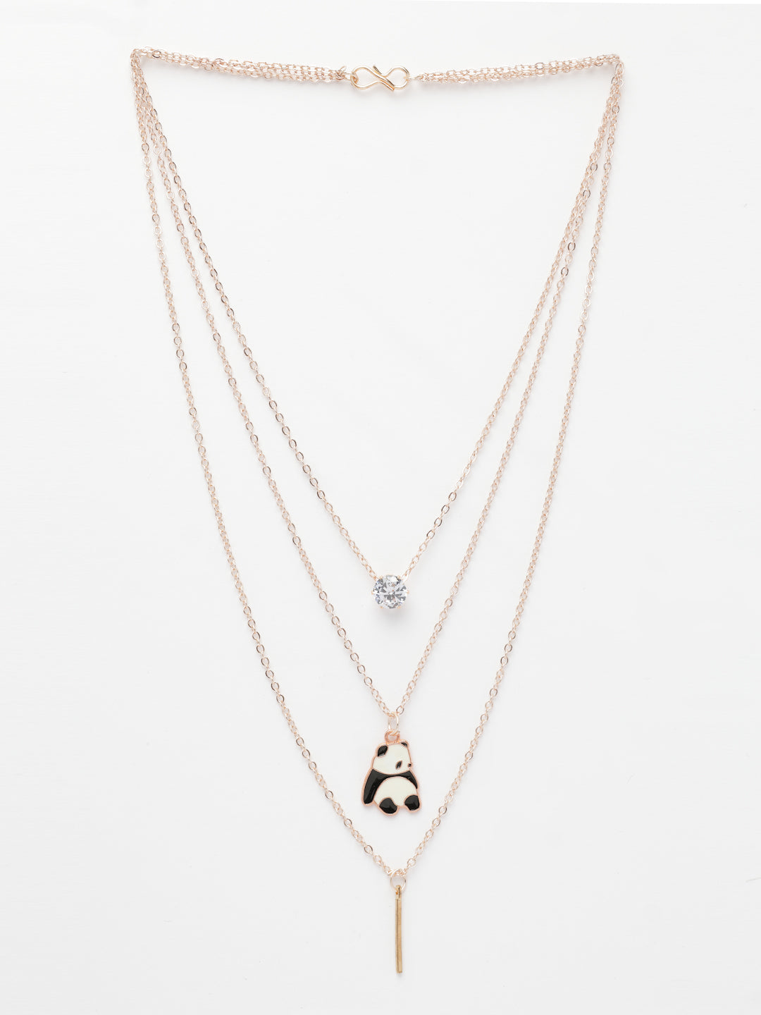 NVR Women's Rose Gold-Polished Artificial Stones Panda Layered Chain - Distacart