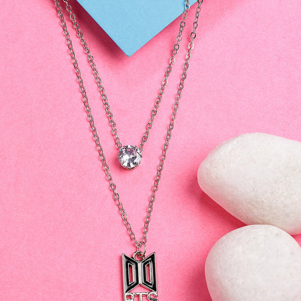 NVR Women's Silver-Toned Artificial Stones Layered Chain - Distacart