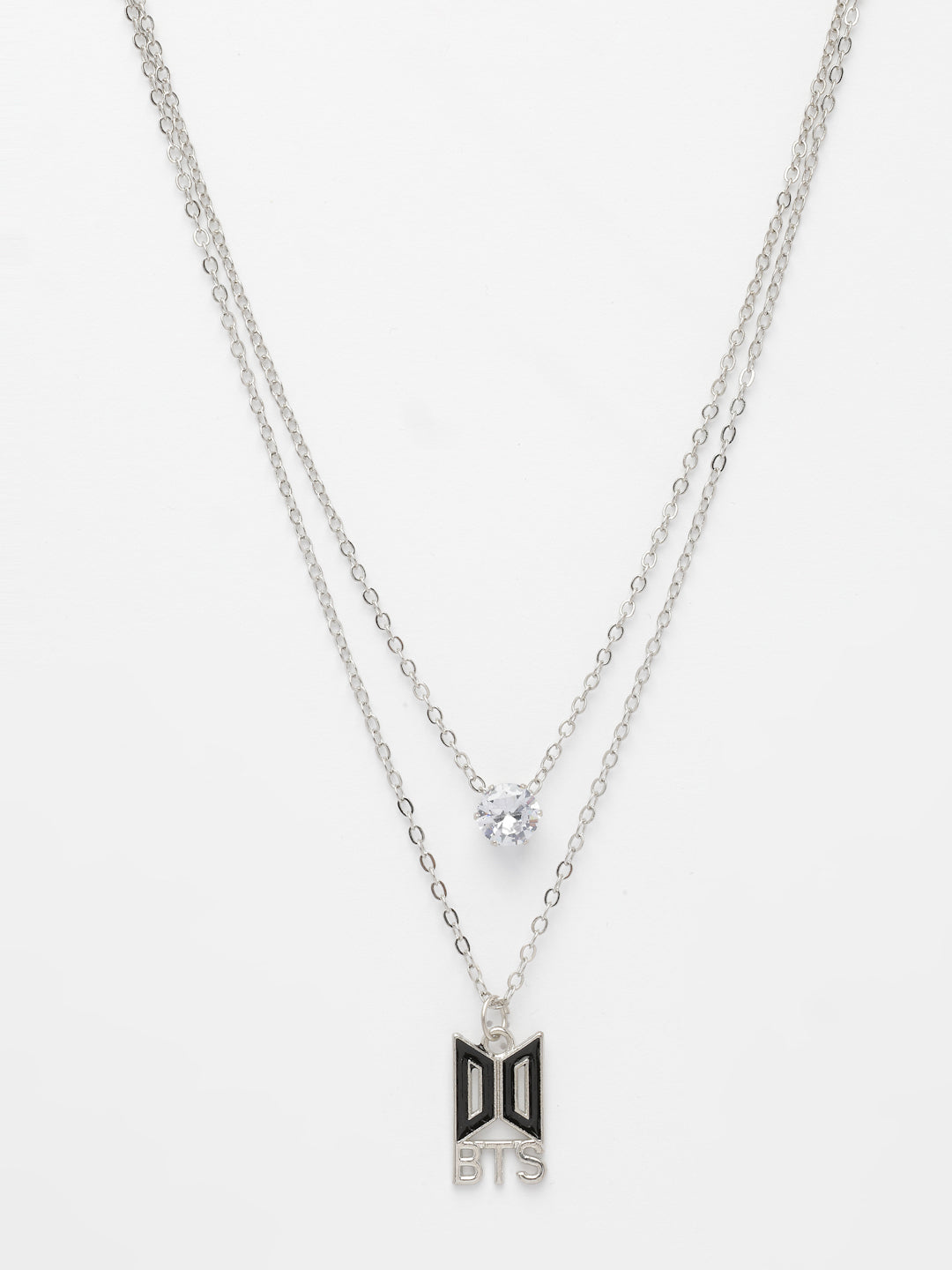 NVR Women's Silver-Toned Artificial Stones Layered Chain - Distacart