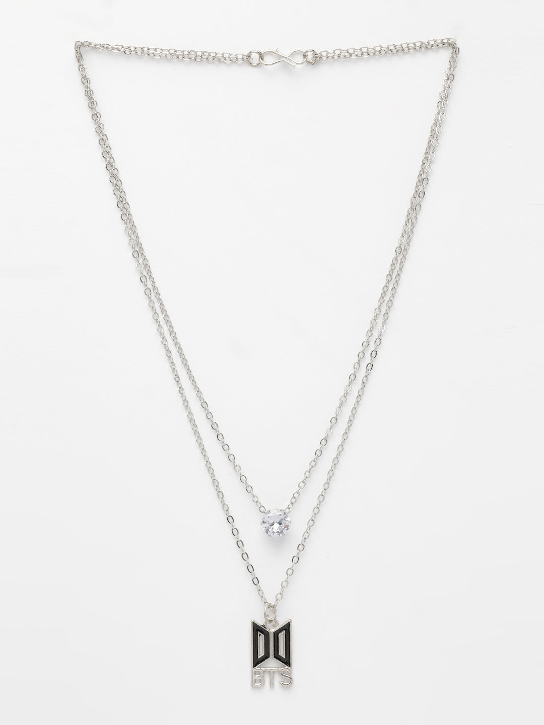 NVR Women's Silver-Toned Artificial Stones Layered Chain - Distacart