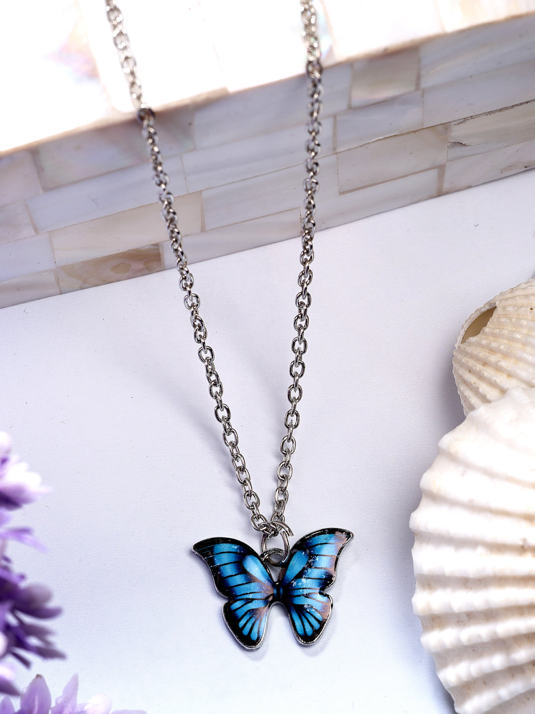 NVR Women's Silver-Plated Chain With Butterfly Pendant - Distacart