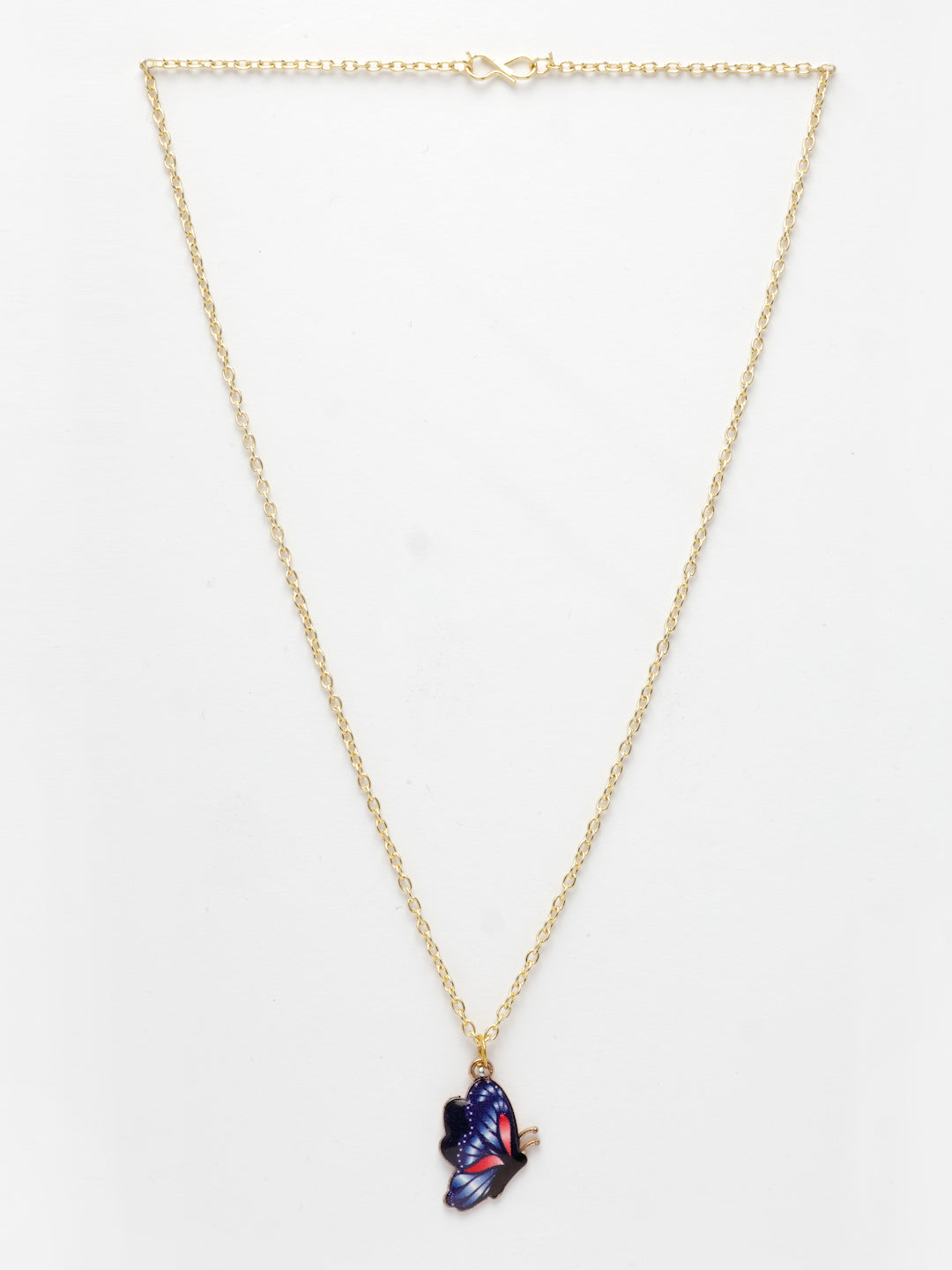 NVR Women's Gold-Polished Chain With Butterfly Pendant