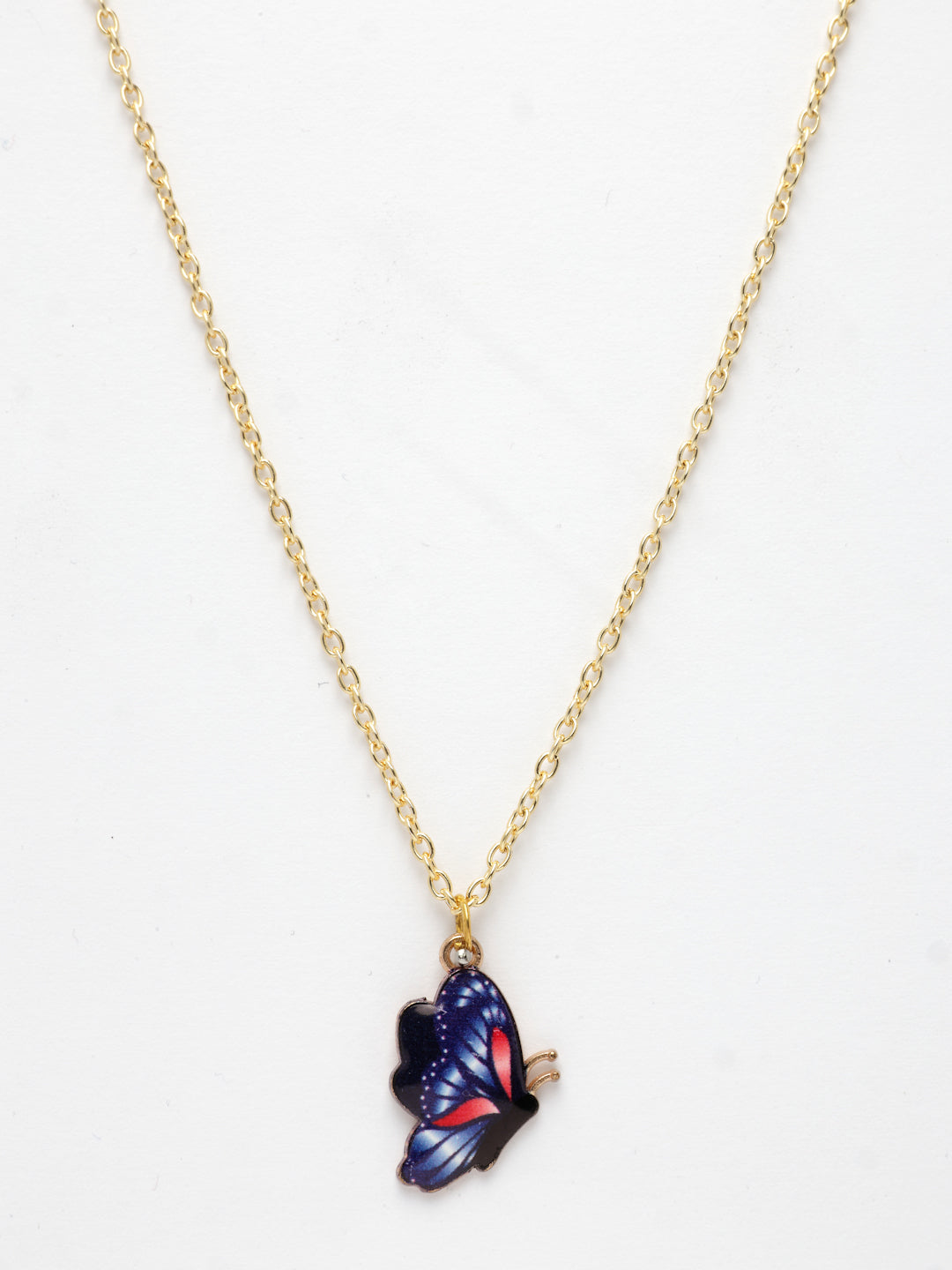 NVR Women's Gold-Polished Chain With Butterfly Pendant