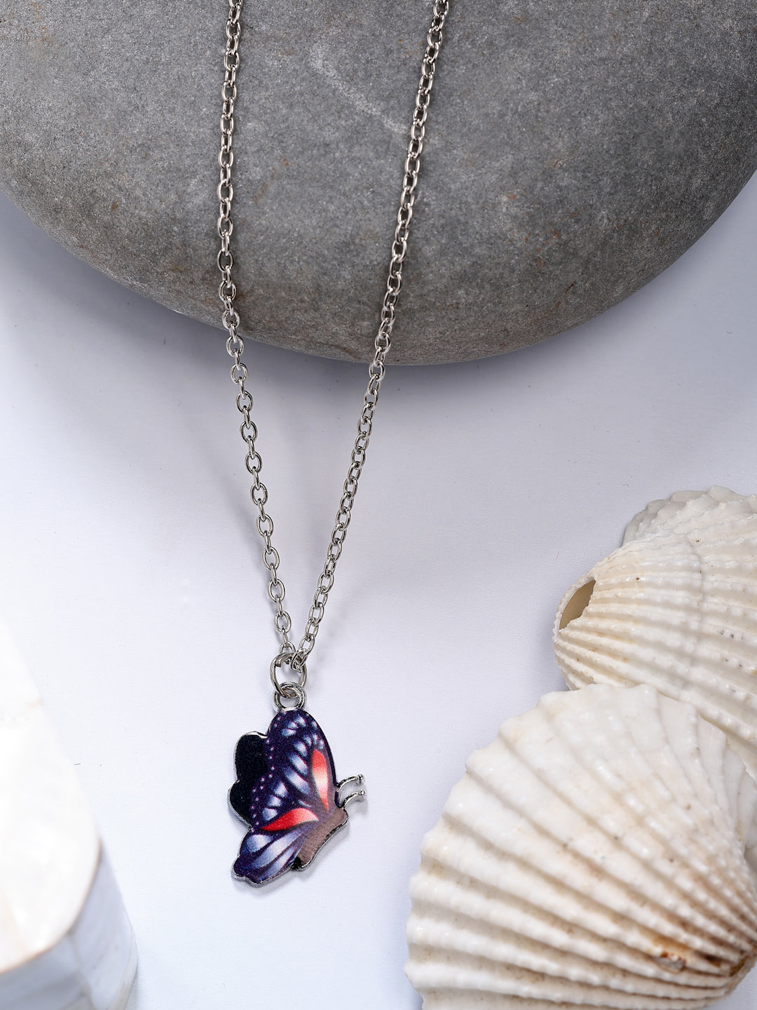 NVR Women's Silver-Plated Chain With Butterfly Pendant - Distacart