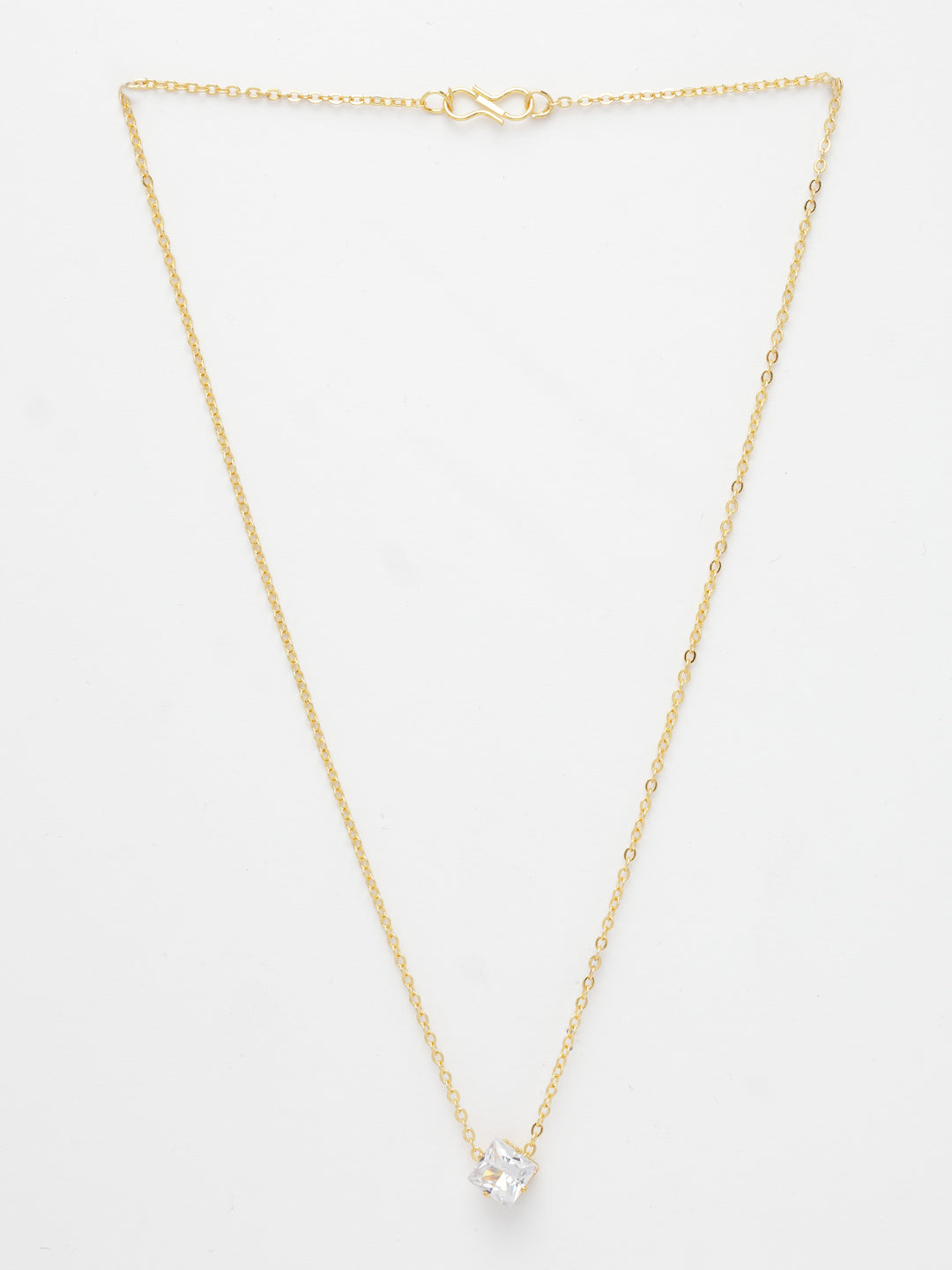 NVR Women's Gold-Polished Artificial Stones Pendant with Chain