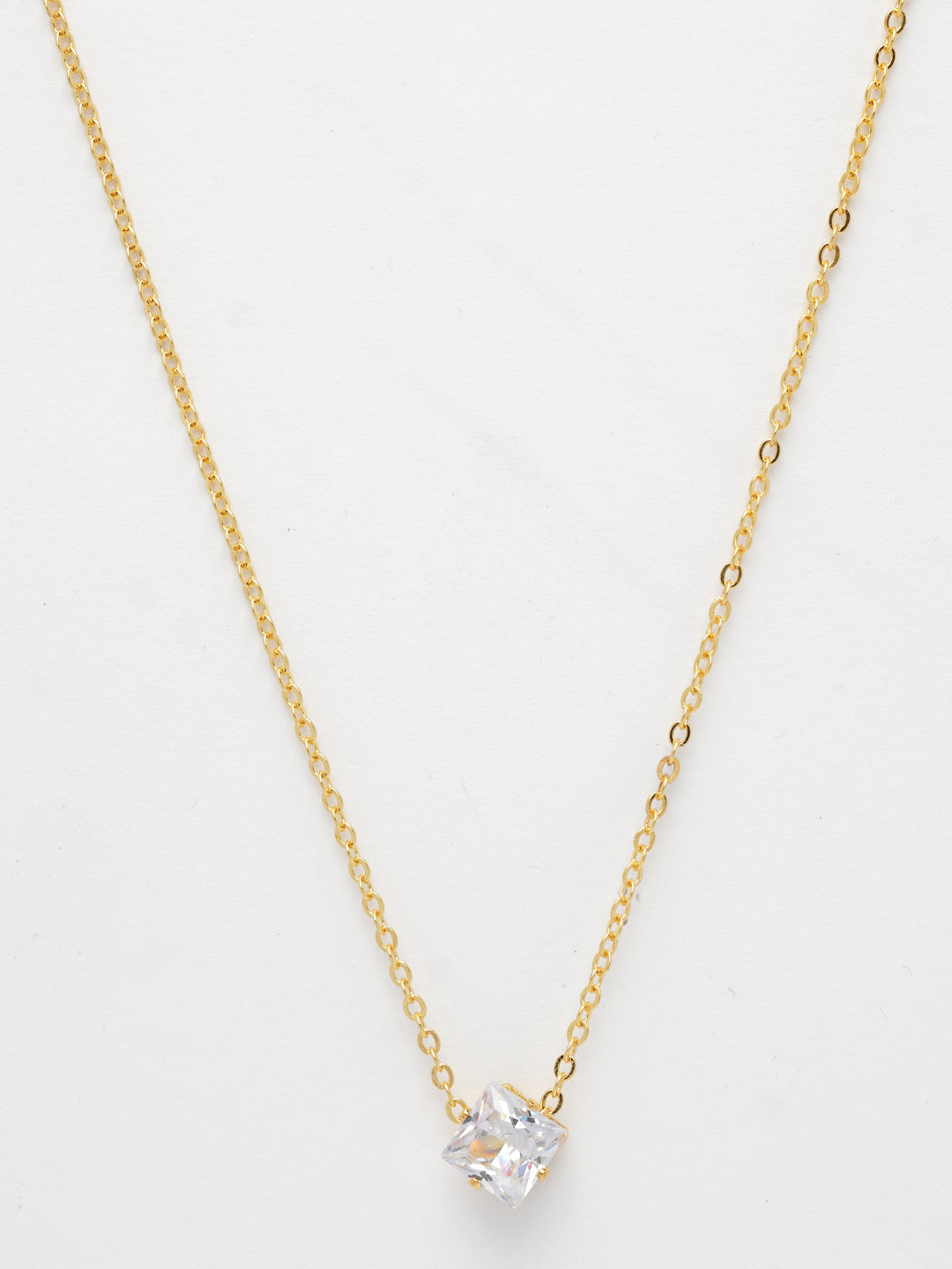 NVR Women's Gold-Polished Artificial Stones Pendant with Chain