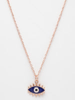 Thumbnail for NVR Women's Rose Gold-Polished Chain With Evil Eye Pendant - Distacart