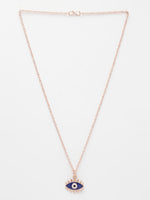 Thumbnail for NVR Women's Rose Gold-Polished Chain With Evil Eye Pendant - Distacart