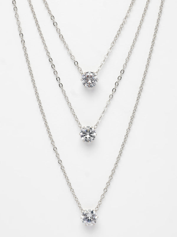 NVR Women's Silver-Plated Artificial Stones Layered Chain - Distacart