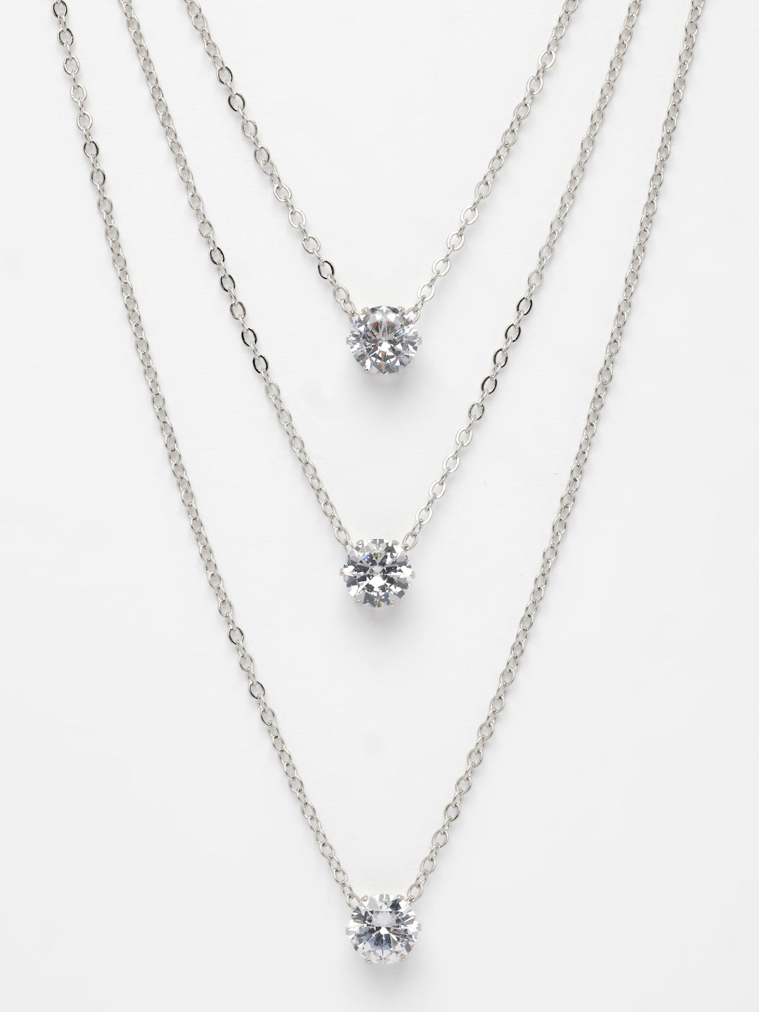 NVR Women's Silver-Plated Artificial Stones Layered Chain - Distacart