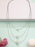 Thumbnail for NVR Women's Silver-Plated White Pearl Layered Chain - Distacart