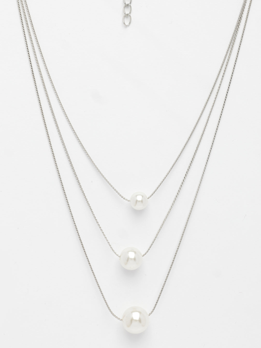 NVR Women's Silver-Plated White Pearl Layered Chain - Distacart
