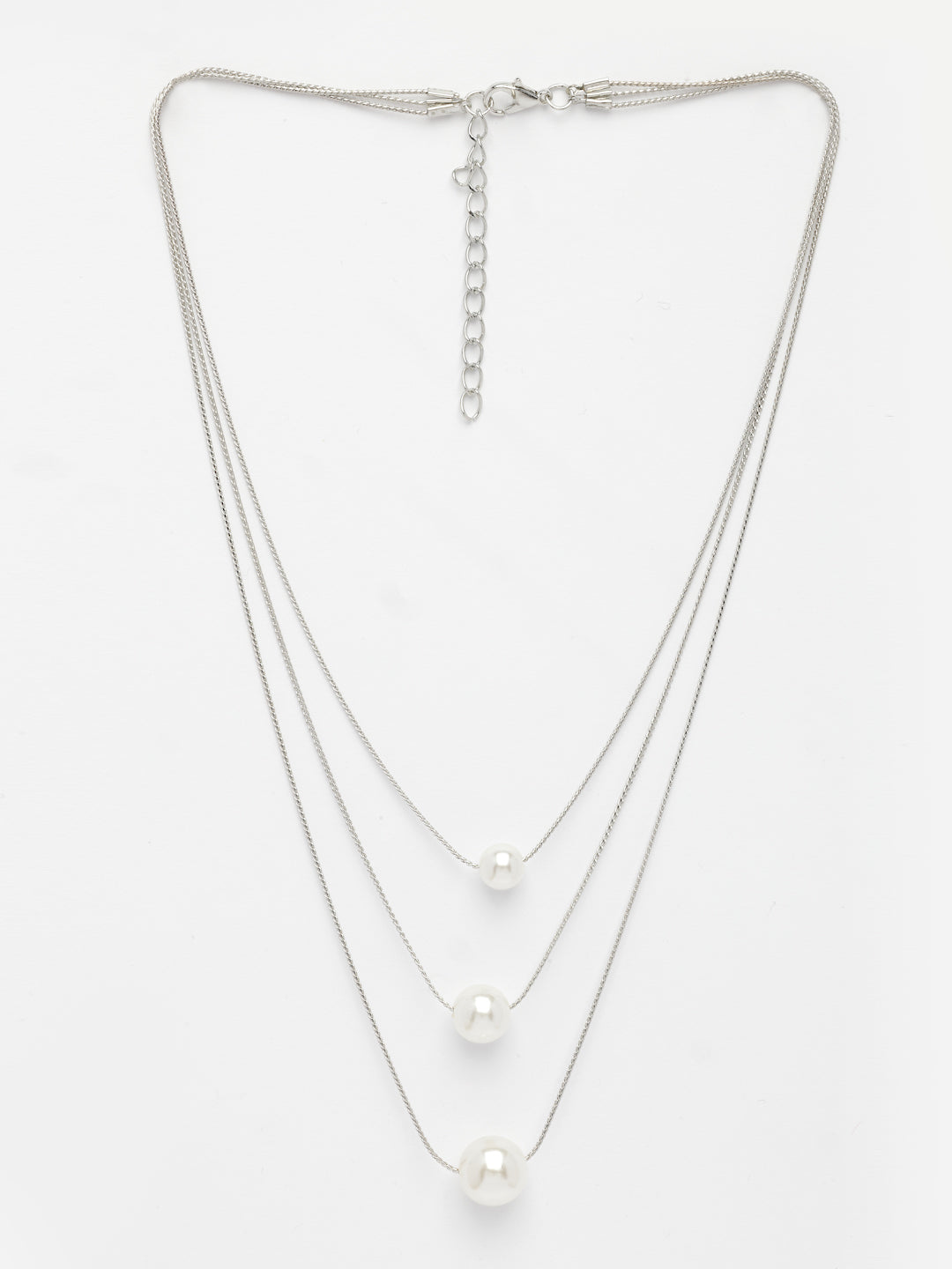 NVR Women's Silver-Plated White Pearl Layered Chain - Distacart