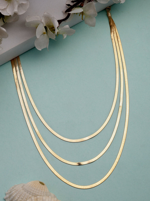 NVR Women's Gold-Polished Minimal Layered Chain