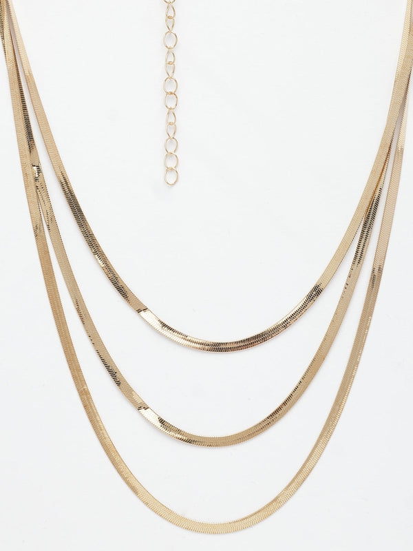 NVR Women's Gold-Polished Minimal Layered Chain