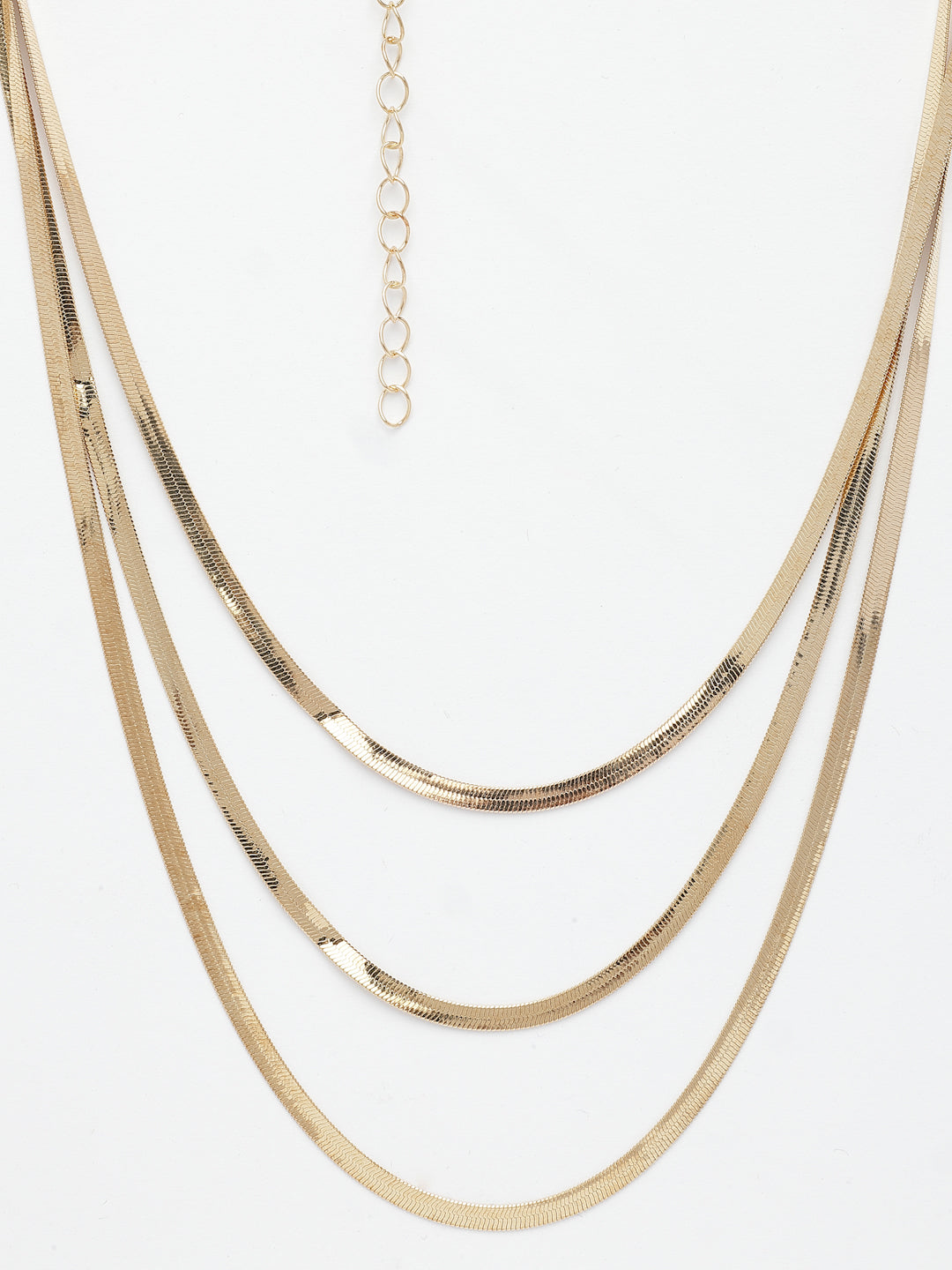NVR Women's Gold-Polished Minimal Layered Chain