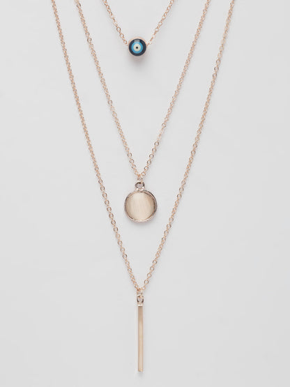 NVR Women's Rose Gold-Polished Evil Eye Layered Chain - Distacart
