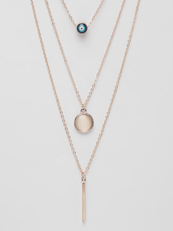 NVR Women's Rose Gold-Polished Evil Eye Layered Chain - Distacart