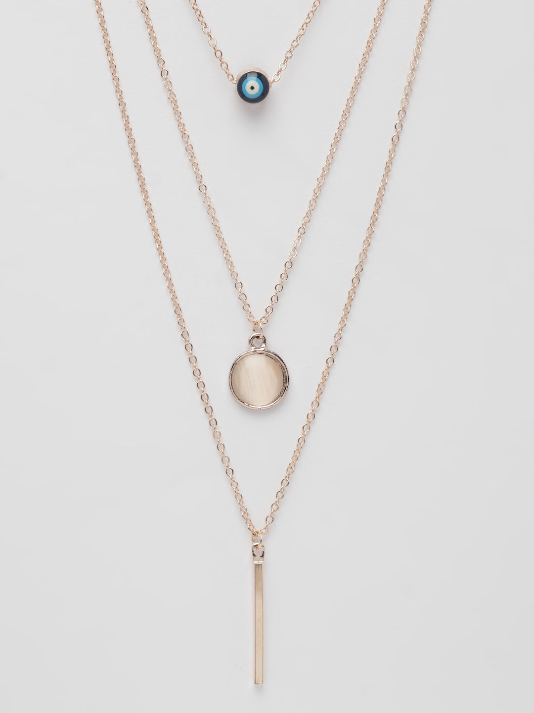 NVR Women's Rose Gold-Polished Evil Eye Layered Chain - Distacart