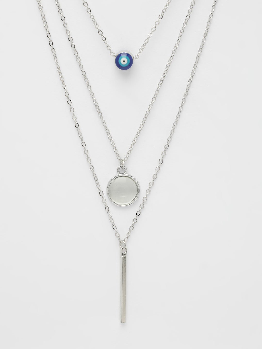 NVR Women's Silver-Plated Evil Eye Layered Chain - Distacart