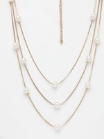Thumbnail for NVR Women's Gold-Polished White Pearls Party Layered Chain - Distacart