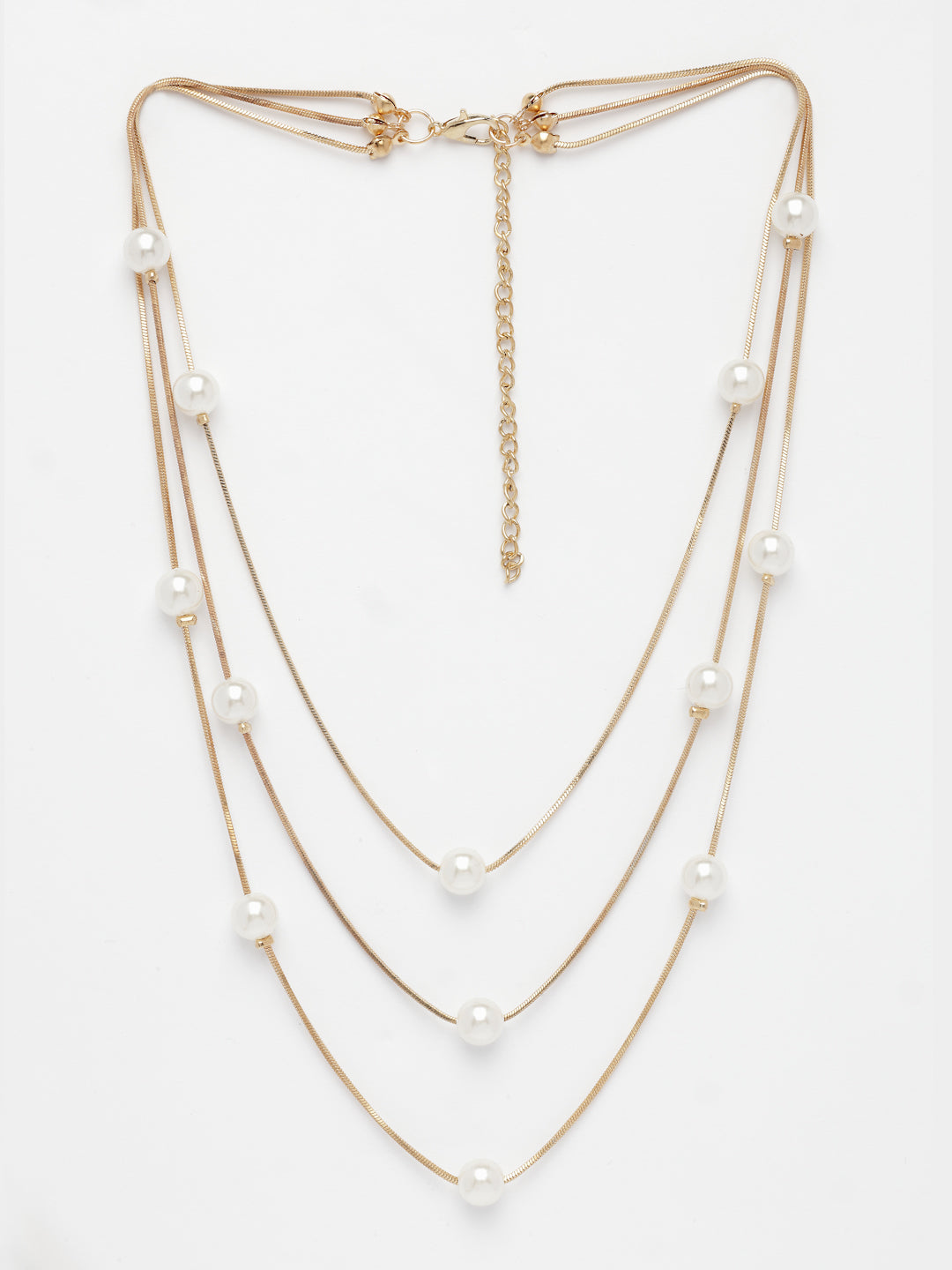 NVR Women's Gold-Polished White Pearls Party Layered Chain - Distacart