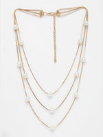 Thumbnail for NVR Women's Gold-Polished White Pearls Party Layered Chain - Distacart