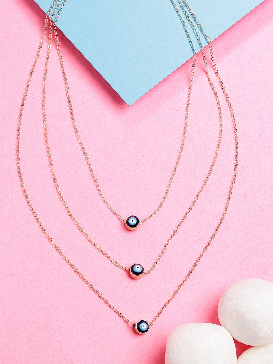 NVR Women's Gold-Polished Evil Eye Layered Chain - Distacart