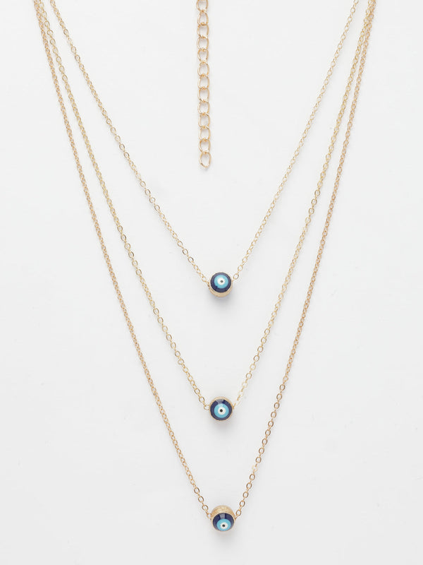 NVR Women's Gold-Polished Evil Eye Layered Chain - Distacart