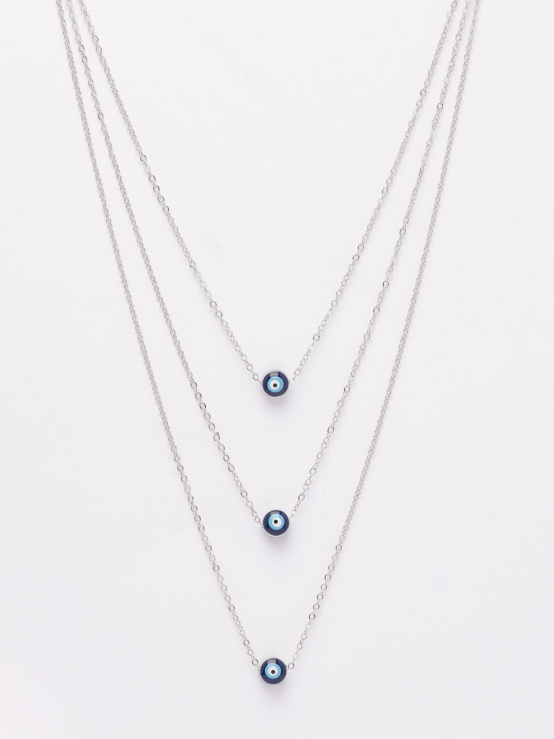 NVR Women's Silver-Plated Evil Eye Layered Chain - Distacart