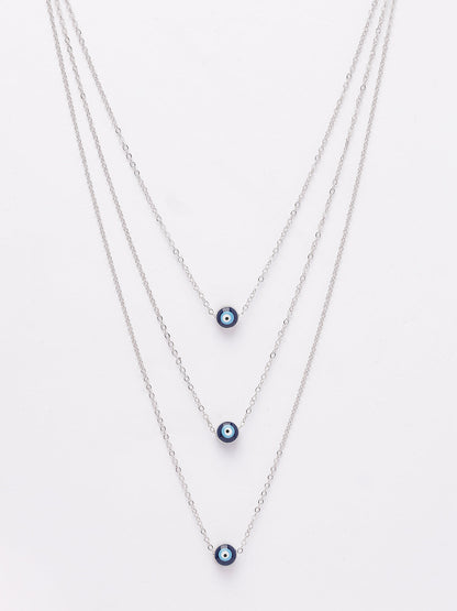 NVR Women's Silver-Plated Evil Eye Layered Chain - Distacart