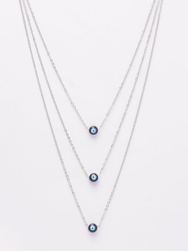 NVR Women's Silver-Plated Evil Eye Layered Chain - Distacart