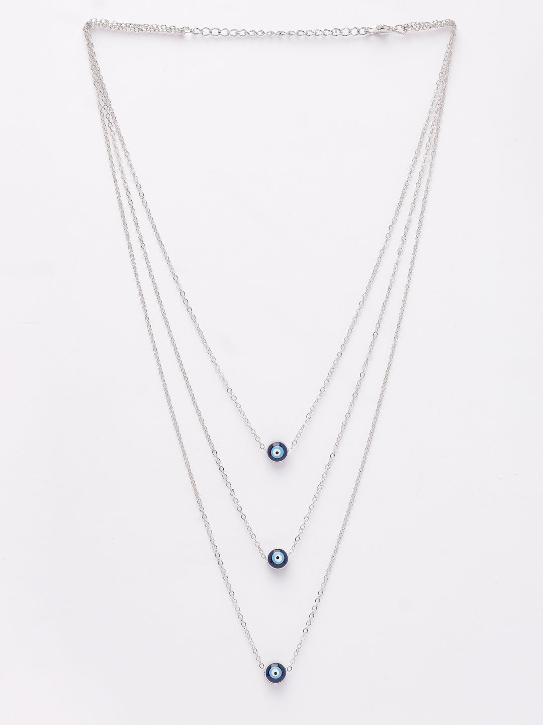 NVR Women's Silver-Plated Evil Eye Layered Chain - Distacart
