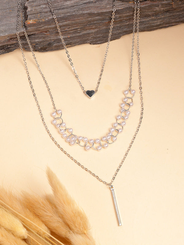 NVR Women's Silver-Plated Beaded Layered Chain - Distacart