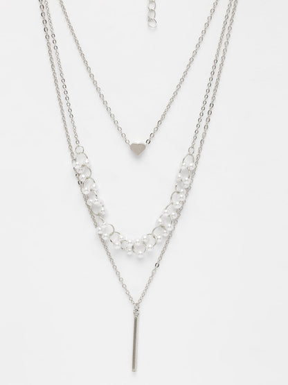NVR Women's Silver-Plated Beaded Layered Chain - Distacart