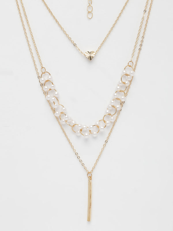 NVR Women's Gold-Polished Beaded Layered Chain - Distacart