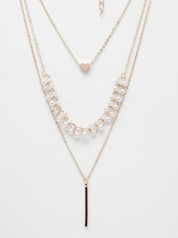 NVR Women's Rose Gold-Polished Beaded Layered Chain - Distacart