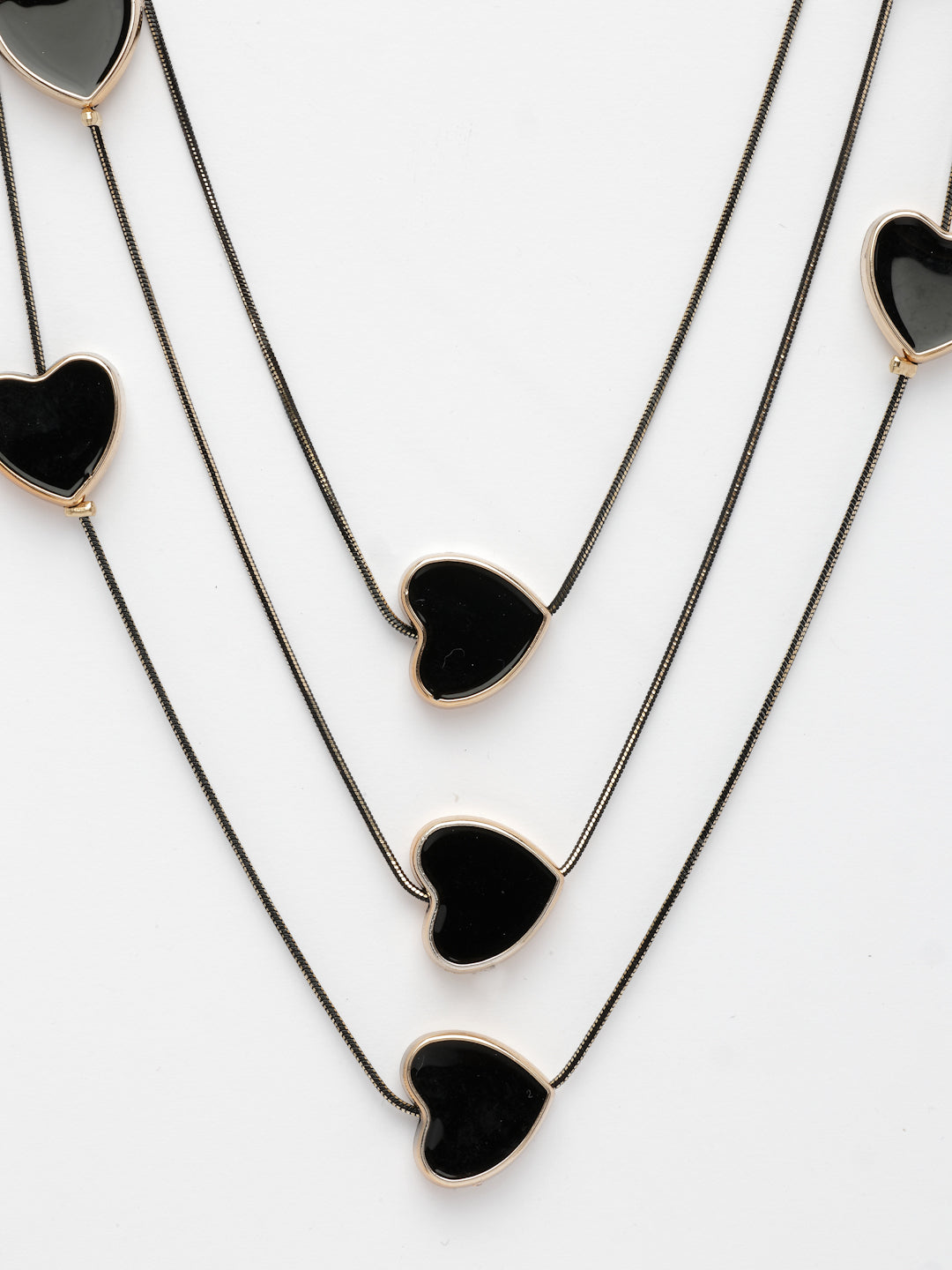 NVR Women's Black Heart Shape Layered Fashion Necklace - Distacart